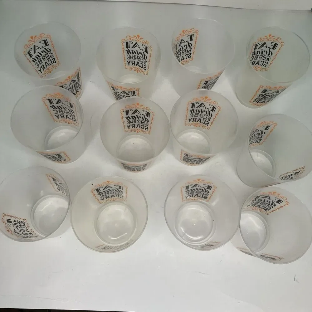12 Eat Drink And Be Scary Halloween Party Plastic Cups Set Decor Reusable
